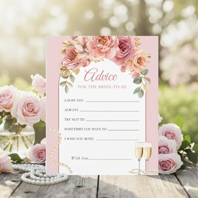 Carte de conseils de mariage Perles & Prosecco Ros (Créateur téléchargé)