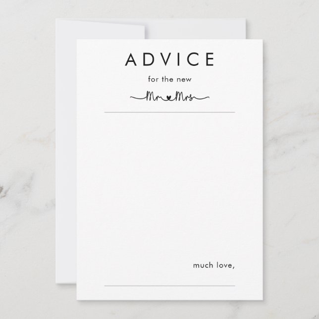 Carte de conseils de mariage personnalisée simple (Devant)