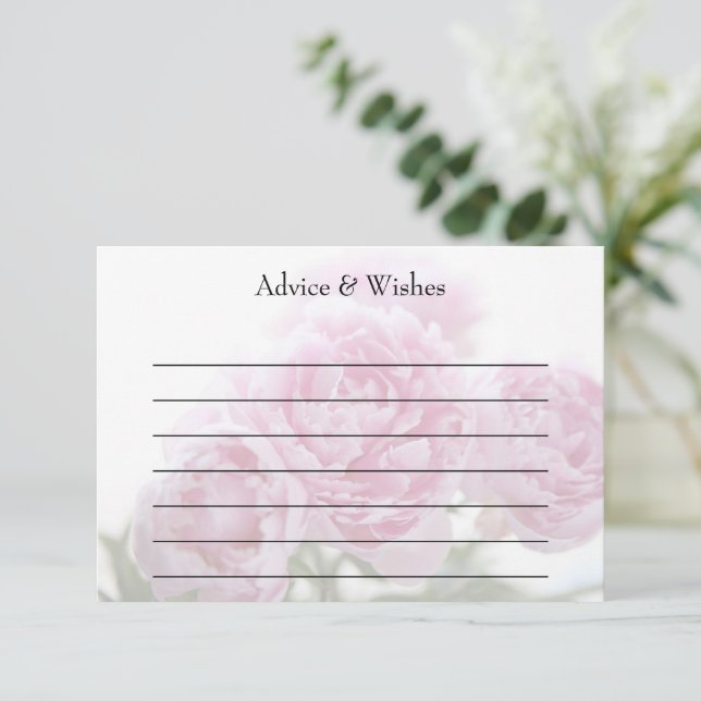 Carte de conseils de pivoines roses (Debout devant)