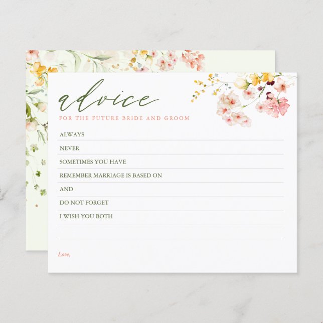 Carte de conseils élégants de fleurs sauvages (Devant / Derrière)