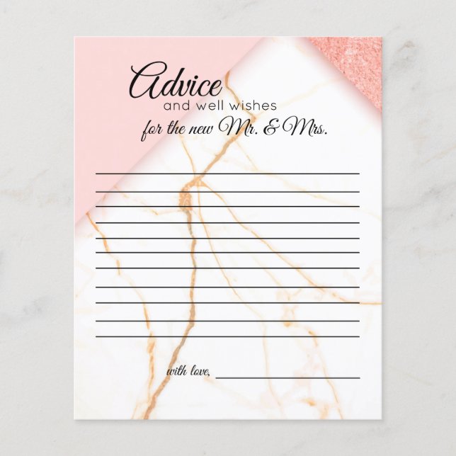 Carte de conseils en marbre rose et or moderne (Devant)