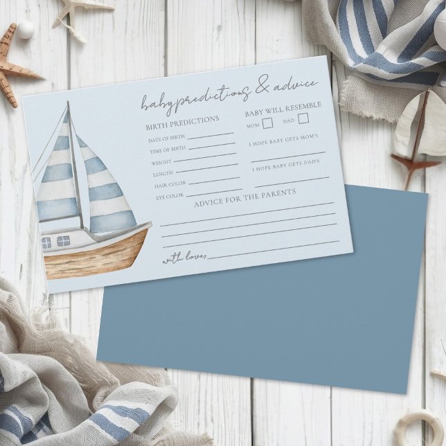 Carte de conseils et de prédictions pour une baby  (Nautical Baby Shower Advice And Predictions Card )