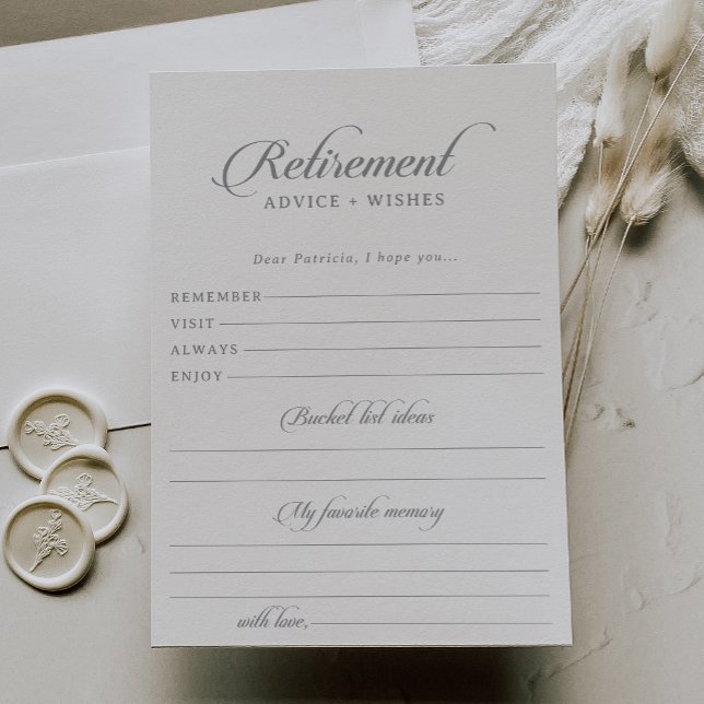 Carte de conseils et de vœux de retraite en callig (Créateur téléchargé)