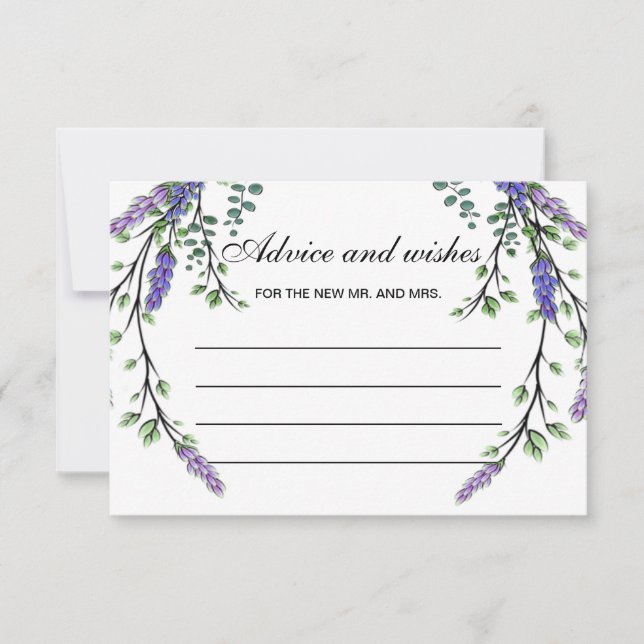 Carte de conseils et vœux bohème à la lavande euca (Devant)