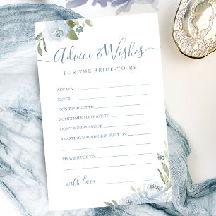 Carte de conseils et vœux de mariage à fleurs bleu