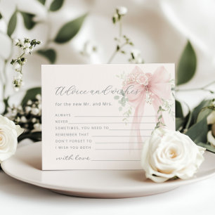 Carte de conseils et vœux pour la mariée avec nœud