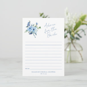 Carte de conseils floraux bleu clair pour la marié