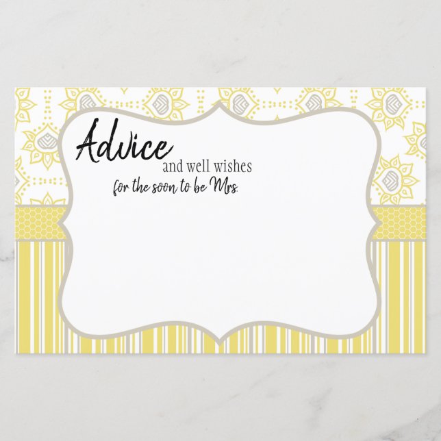 Carte de conseils géométriques jaune et gris abeil (Devant)