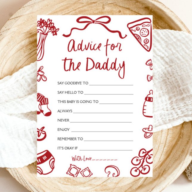 Carte de conseils italiens dessinés à la main pour (Hand Drawn Italian Advice for the Daddy-to-be Card)
