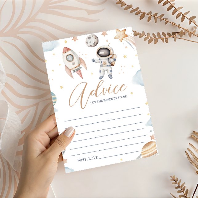 Carte de conseils pour Baby Shower astronaute dans (Créateur téléchargé)