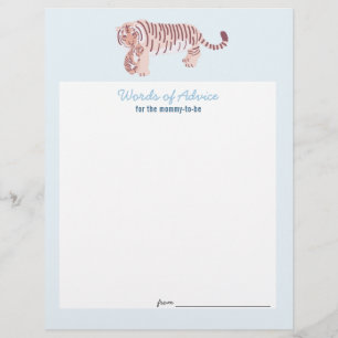 Carte de conseils pour Baby Shower Blue Tiger