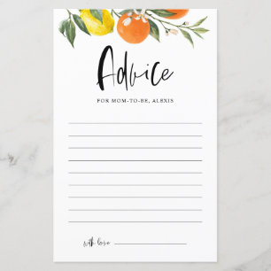 Carte de conseils pour baby shower botanique aux a