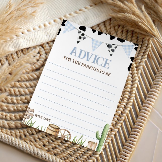 Carte de conseils pour Baby Shower Cowboy (Créateur téléchargé)