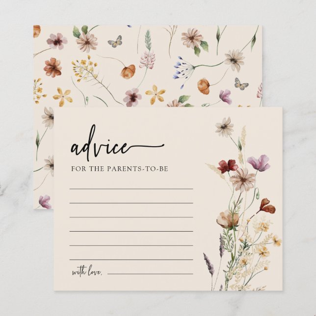 Carte de conseils pour Baby Shower Floral (Devant / Derrière)