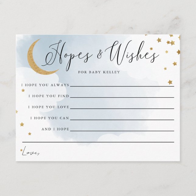Carte de conseils pour Baby Shower Gold Moon et St (Devant)