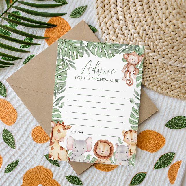 Carte de conseils pour Baby Shower Safari (Créateur téléchargé)