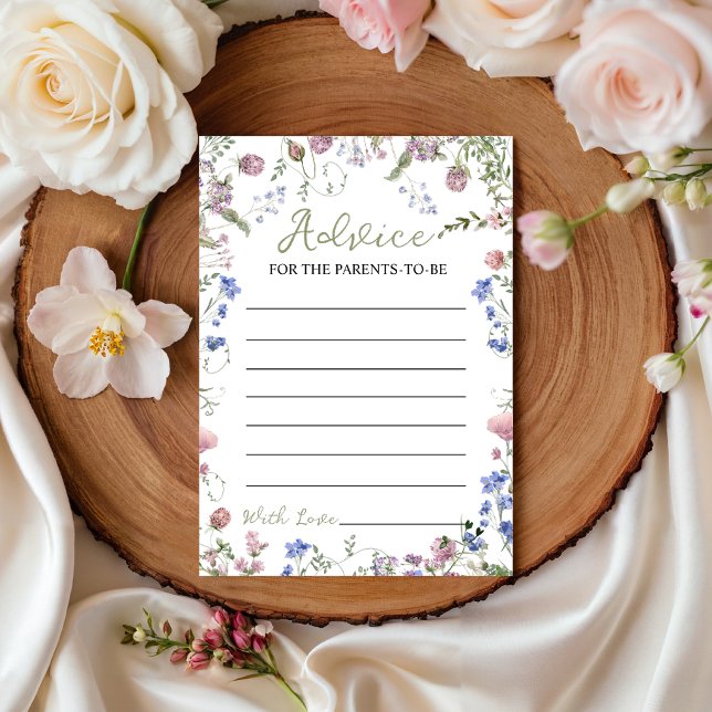 Carte de conseils pour Baby Shower Wildflower (Créateur téléchargé)