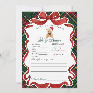 Carte de conseils pour bébé avec ours de Noël à ca