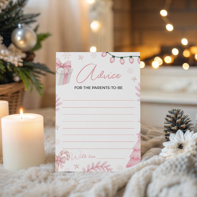 Carte de conseils pour bébé en hiver rose (Créateur téléchargé)