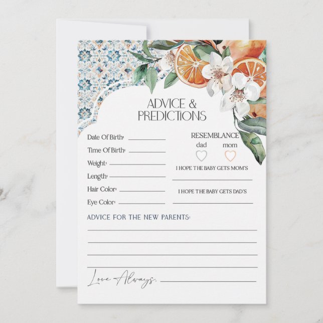 Carte de conseils pour bébé en Toscane italienne c (Devant)