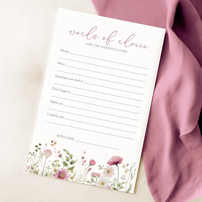Carte de conseils pour bébé Fleur sauvage bébé ros (Créateur téléchargé)