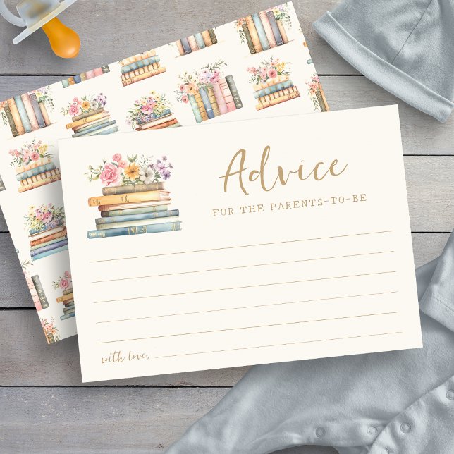 Carte de conseils pour bébé sur le thème du livre (Book Theme Baby Shower  Advice Card by Painted Paperie
)