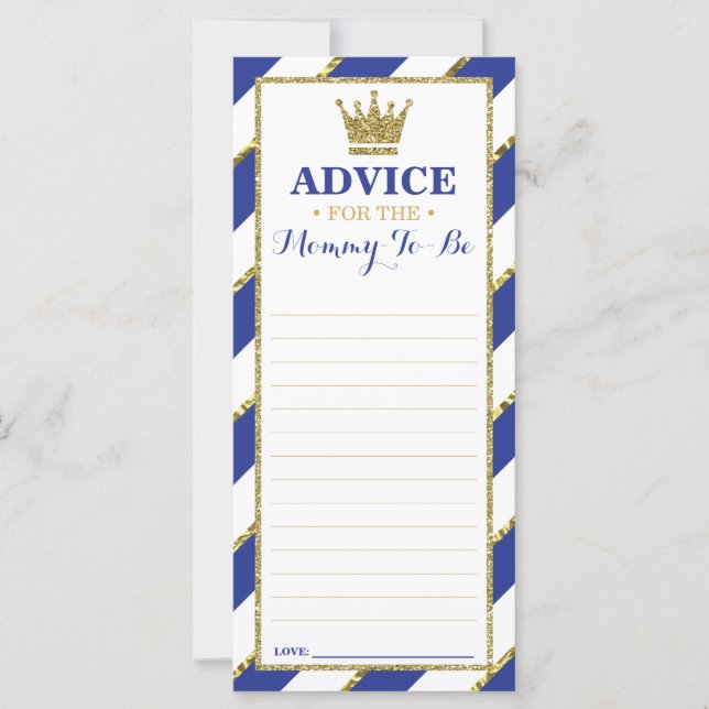 Carte de conseils pour future maman, Baby Shower,  (Devant)