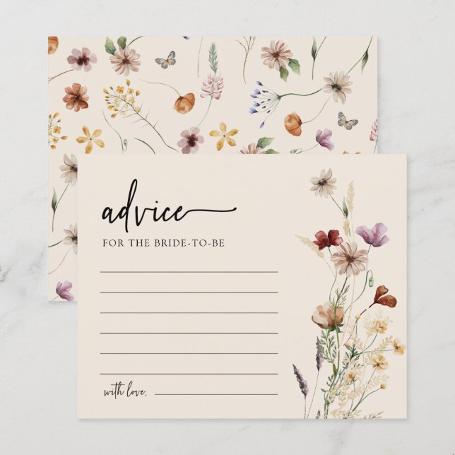 Carte de conseils pour la douche nuptiale florale (Devant / Derrière)