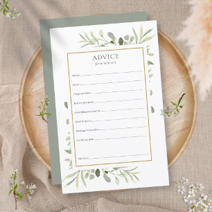 Carte de conseils pour la mariée avec feuillage po