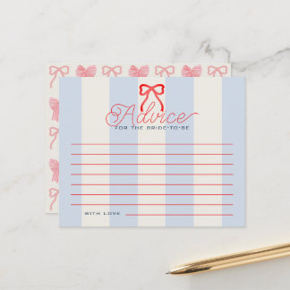 Carte de conseils pour la soirée de mariage Ruban 