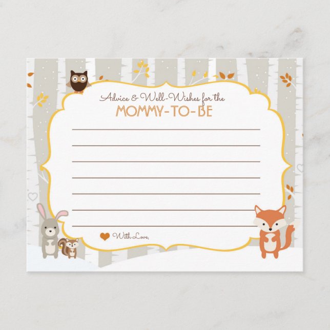 Carte de conseils pour les Baby showers d'automne  (Devant)