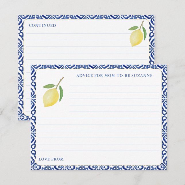 Carte de conseils pour maman avec simple citron Am (Devant / Derrière)