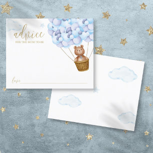 Carte de conseils pour maman ours en peluche bleu 