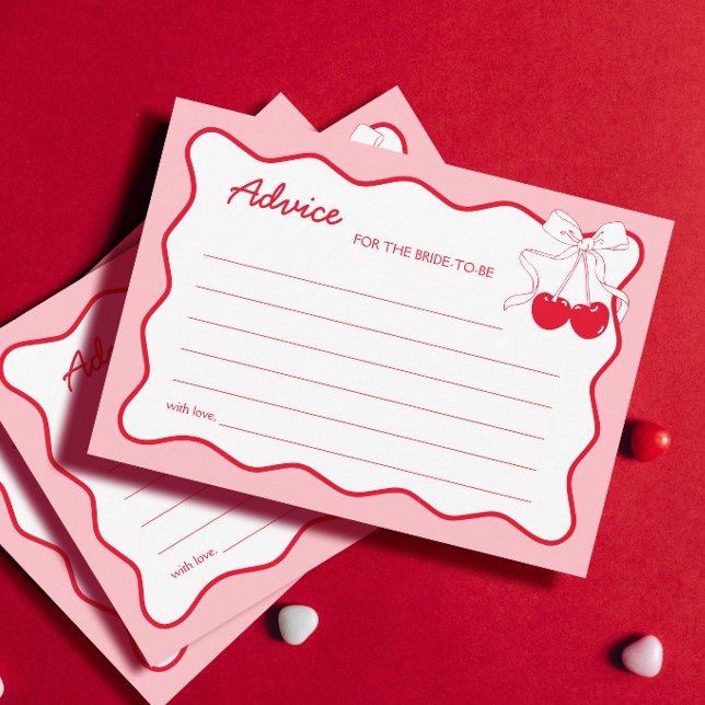 Carte de conseils pour une fête de mariage Rouge R (Créateur téléchargé)