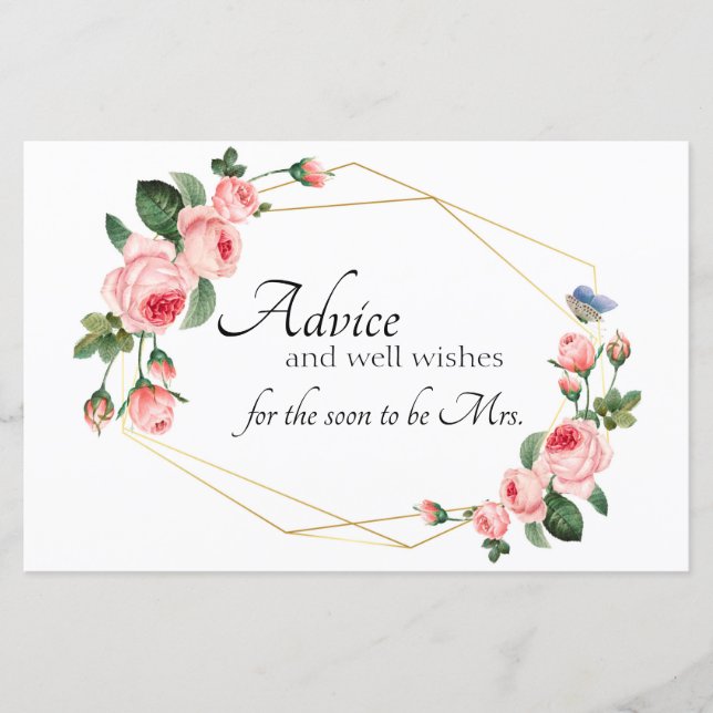 Carte de conseils Rose Rose Pâle (Devant)