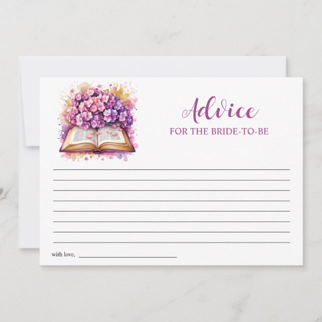 Carte de conseils sur le thème du livre Hydrangea (Devant)