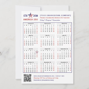 Carte de conservation du calendrier America 250 Pa