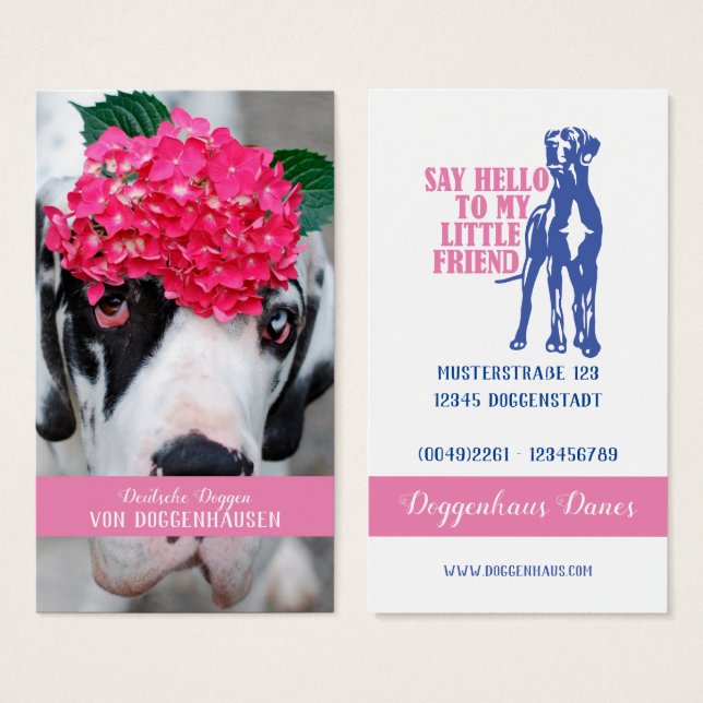 Carte de contact Grande Danseuse Hydrangea Rose (Devant & derrière)