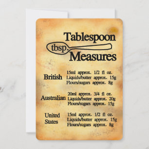 Carte de conversion de mesures de cuillère à soupe