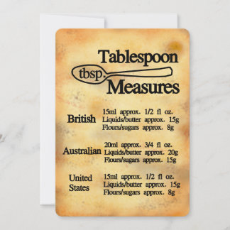 Carte de conversion de mesures de cuillère à soupe