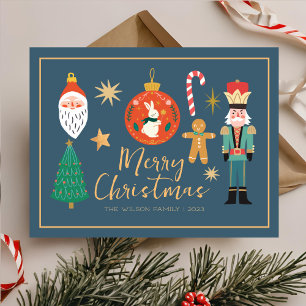 Carte de cookie de famille de Noël colorée
