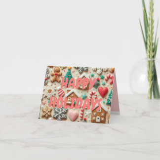 Carte de cookie de Noël rose mignonne pour les fil