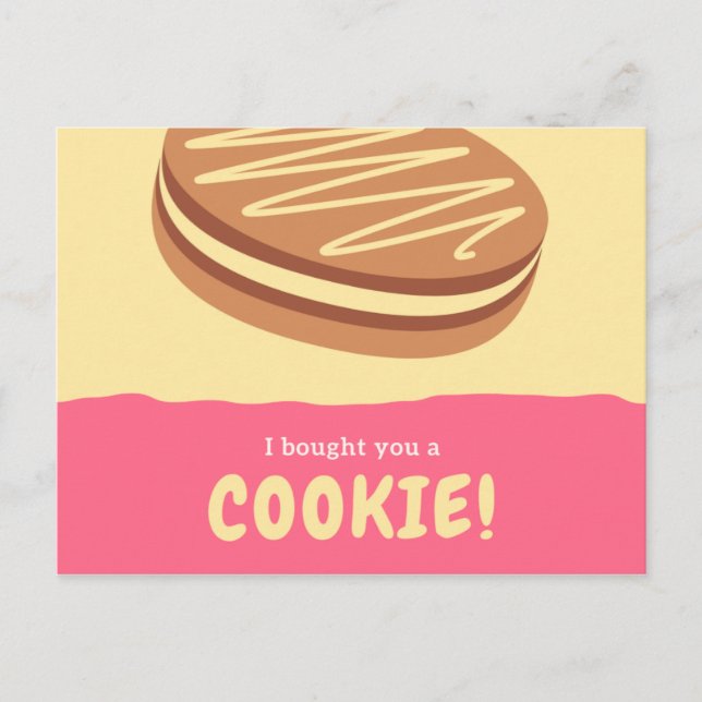 Carte de cookie drôle jaune et rose (Devant)