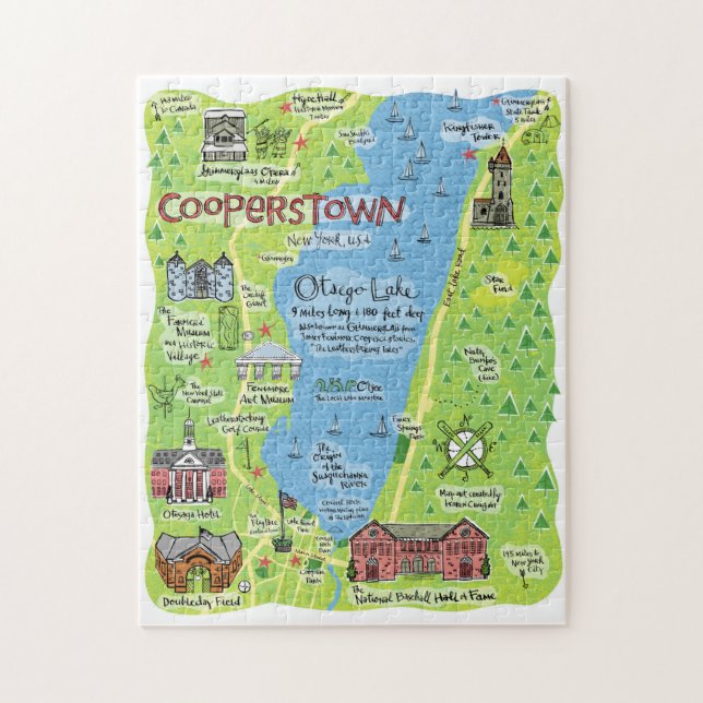 Carte de Cooperstown, New York, Puzzle (Vertical)