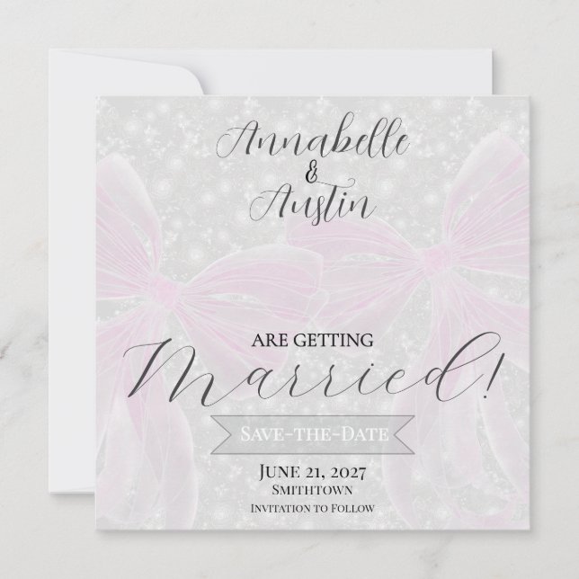 Carte de Coquette en Rose Clair à Rubans Plat pour (Devant)