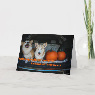 Carte de corgi citrouille d'Halloween