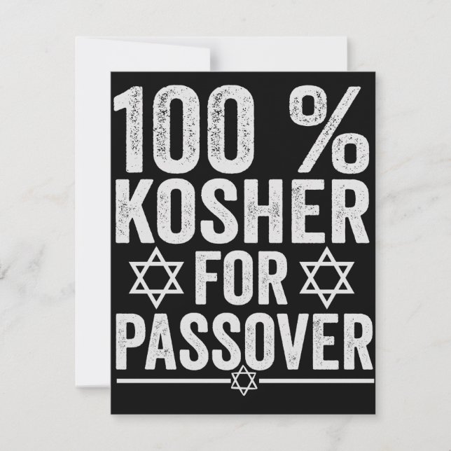Carte De Correspondance 100% Kosher for Passover Funny Passover Pesach (Devant)