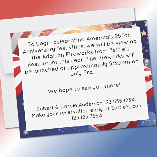 Carte De Correspondance 250th Anniversary America 4th of July Frame Note (Créateur téléchargé)