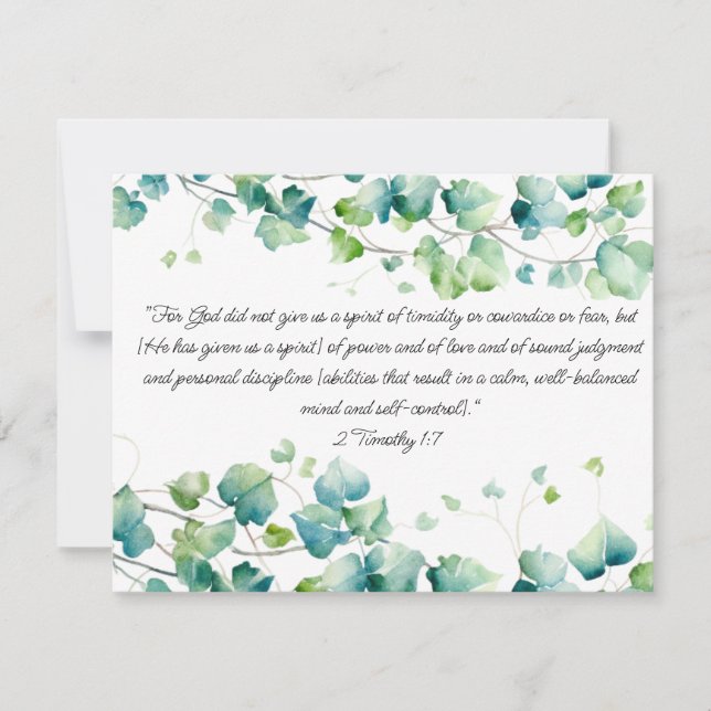 Carte De Correspondance 2 Timothy 1:7 Anglais Burmese Ivy White Note Card (Devant)