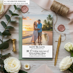 Carte De Correspondance 30e Anniversaire de Mariage Enregistrer la Date Ph